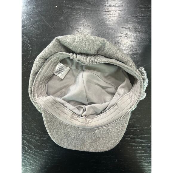 Vtg Heather Gray Newsboy Cap- 3d yarn flowers with gemstones- OSFM - Picture 4 of 4